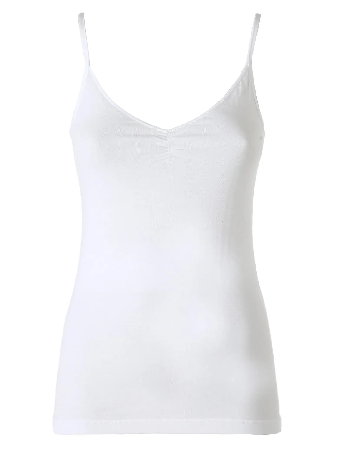 Cotonella Top donna in cotone bielastico con spalline strette - bianco