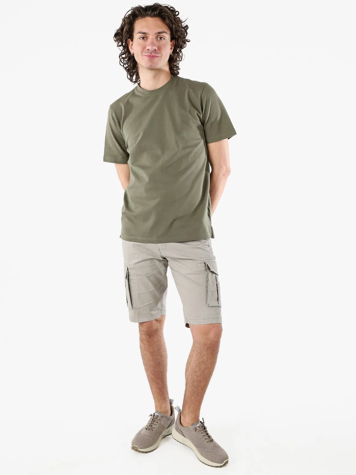 Cotton Belt Bermuda cargo da uomo in cotone stretch - sabbia