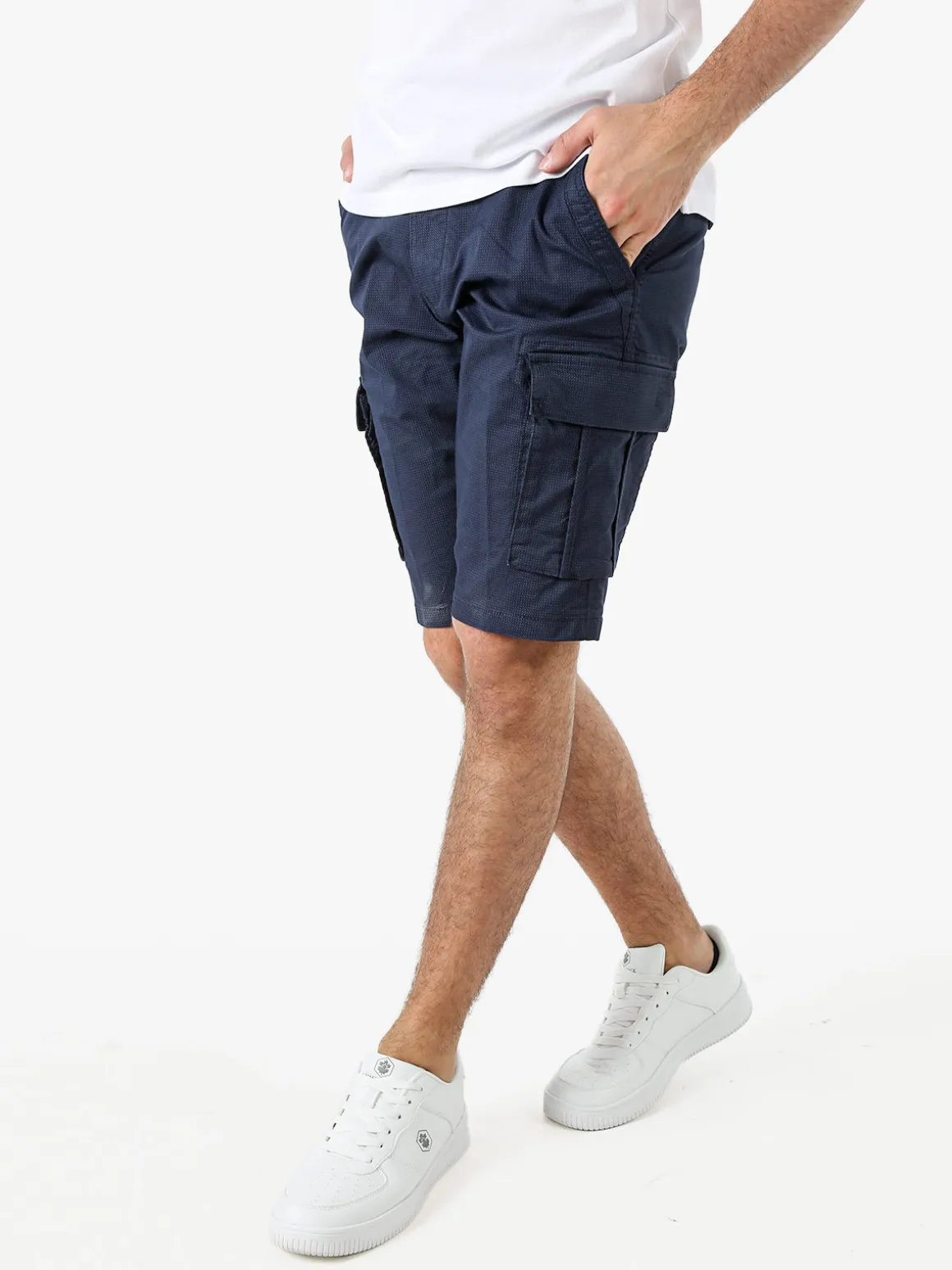 Cotton Belt Bermuda cargo da uomo in cotone stretch - blu
