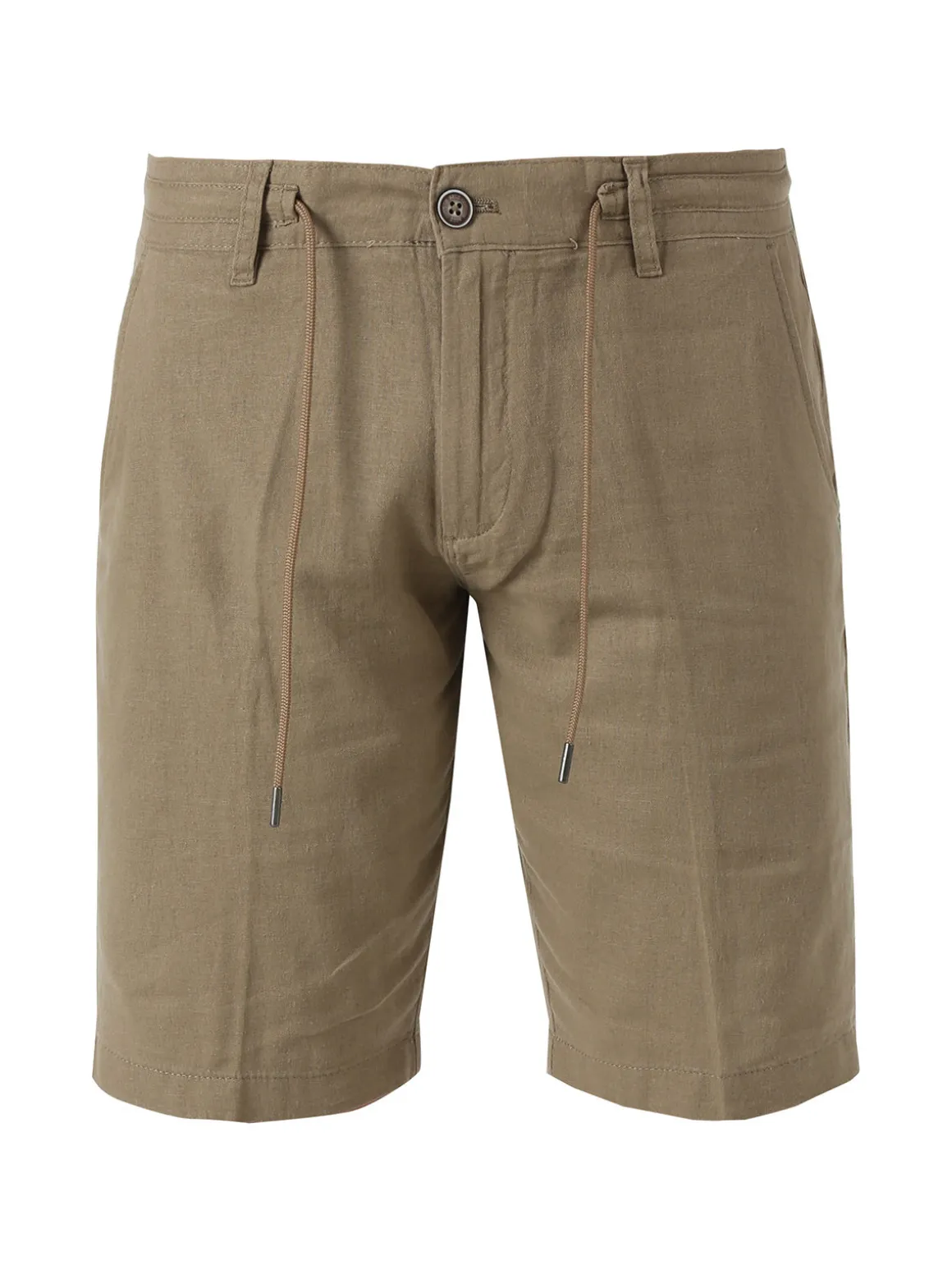 Cotton Belt Bermuda da uomo in misto lino con coulisse - khaki