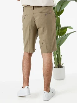 Cotton Belt Bermuda da uomo in misto lino con coulisse - khaki