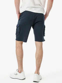 Cotton Belt Bermuda da uomo in cotone con tasconi laterali e coulisse - blu