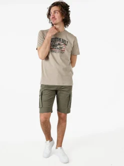 Cotton Belt Bermuda da uomo in cotone stretch con tasconi - militare