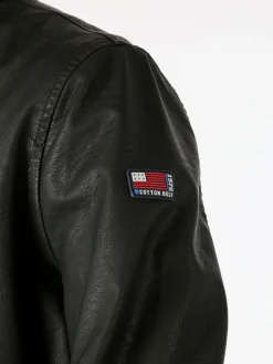 Cotton Belt Giacca in ecopelle da uomo con zip - moro