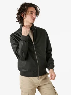 Cotton Belt Giacca in ecopelle da uomo con zip - moro