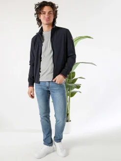 Cotton Belt Giacca leggera da uomo con zip - blu scuro