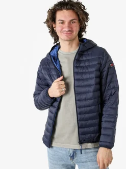 Cotton Belt Giubbino da uomo modello 100 grammi con cappuccio e zip - blu scuro