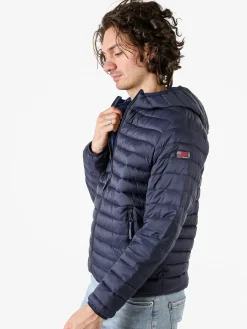 Cotton Belt Giubbino da uomo modello 100 grammi con cappuccio e zip - blu scuro