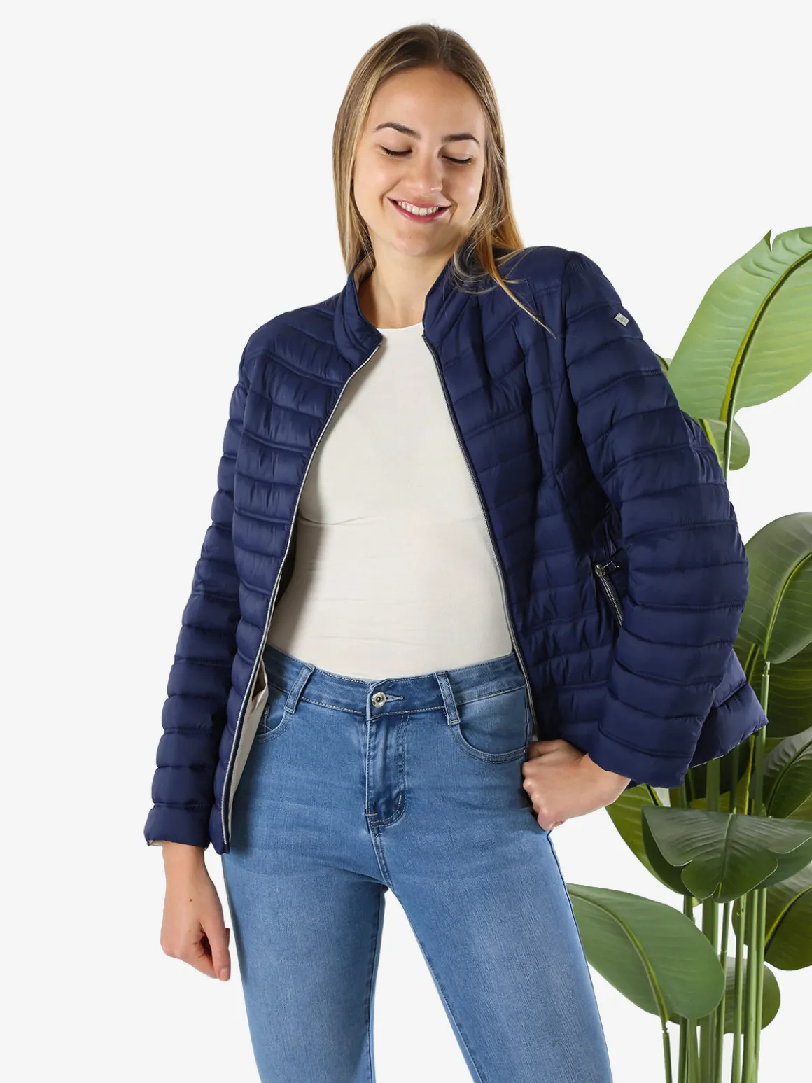 Cotton Belt Giubbino donna 100 grammi con zip - blu scuro