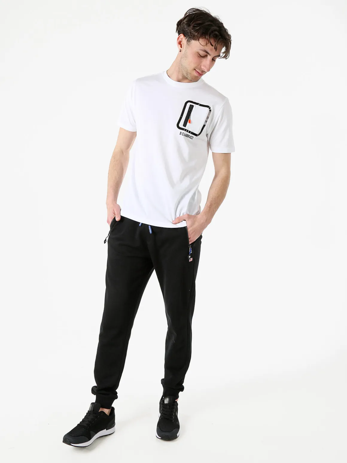 Cotton Belt Pantaloni tuta da uomo con coulisse e polsini - nero
