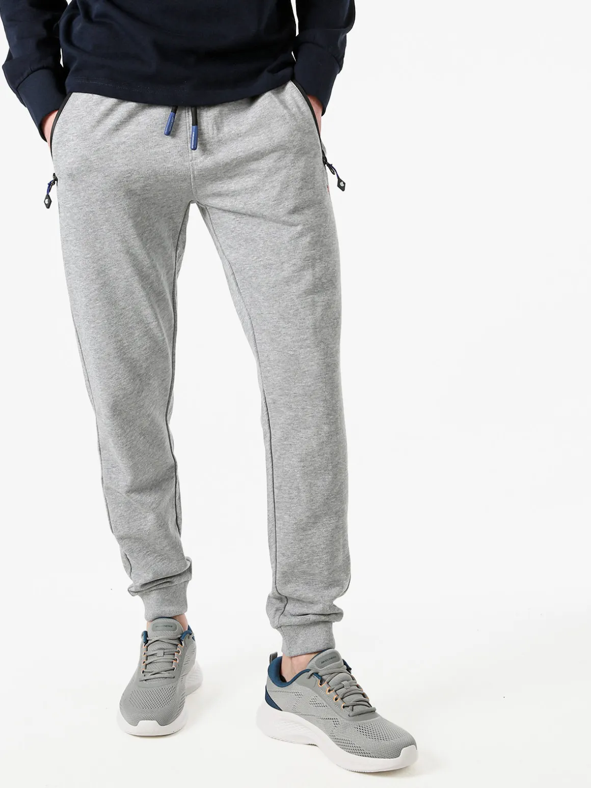 Cotton Belt Pantaloni tuta da uomo con coulisse e polsini - grigio