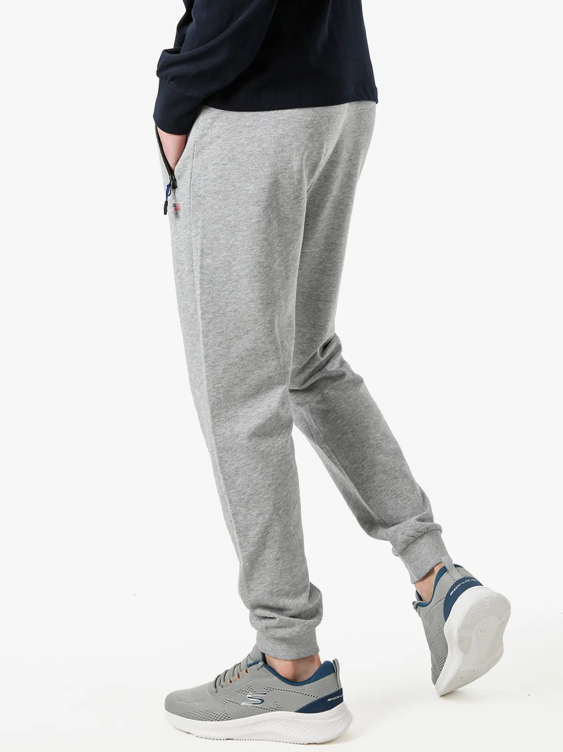 Cotton Belt Pantaloni tuta da uomo con coulisse e polsini - grigio