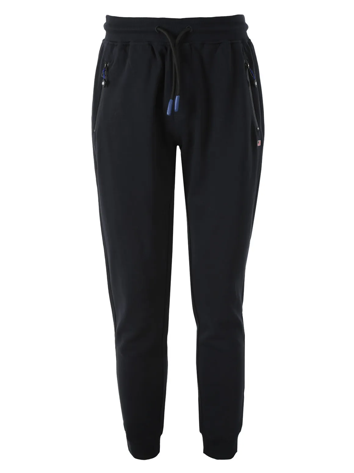 Cotton Belt Pantaloni tuta da uomo con coulisse e polsini - blu scuro