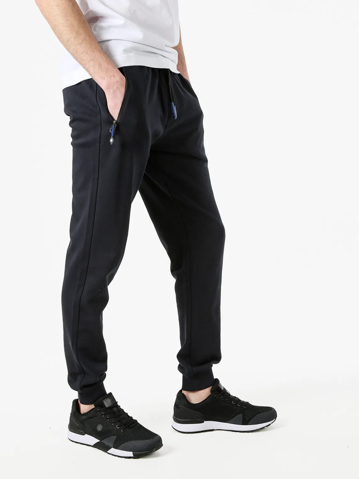 Cotton Belt Pantaloni tuta da uomo con coulisse e polsini - blu scuro