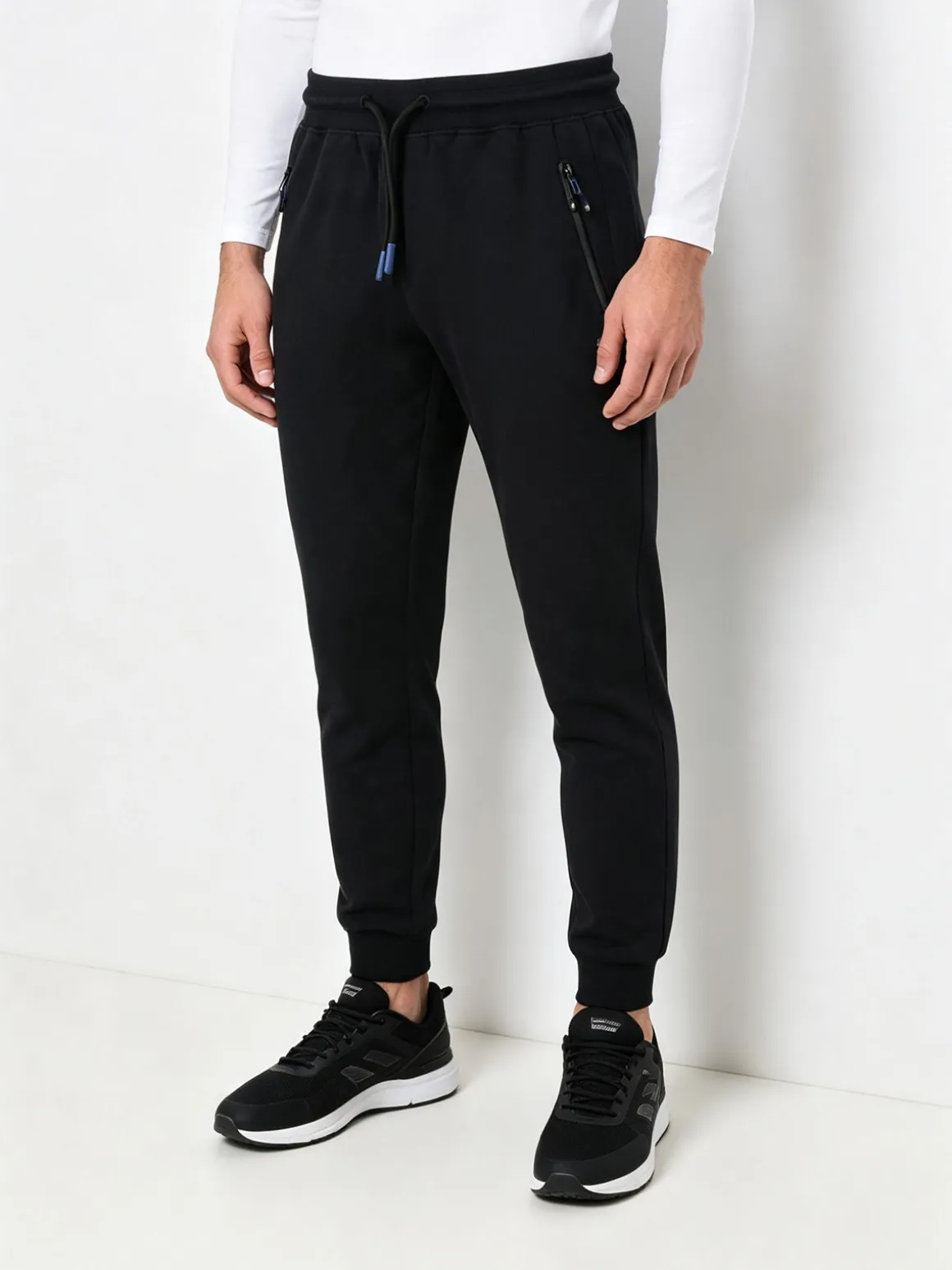 Cotton Belt Pantaloni tuta da uomo con coulisse e polsini - blu scuro