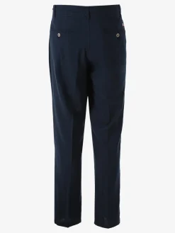 Cotton Belt Pantaloni uomo in misto lino con coulisse - blu scuro