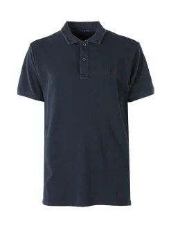Cotton Belt Polo da uomo in cotone a maniche corte con logo - blu scuro