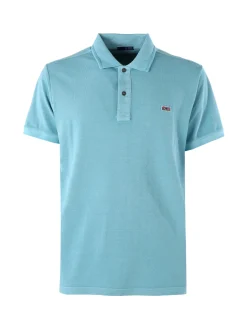 Cotton Belt Polo da uomo in cotone a maniche corte con logo - turchese