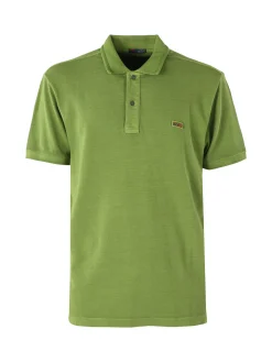 Cotton Belt Polo da uomo in cotone a maniche corte con logo - verde