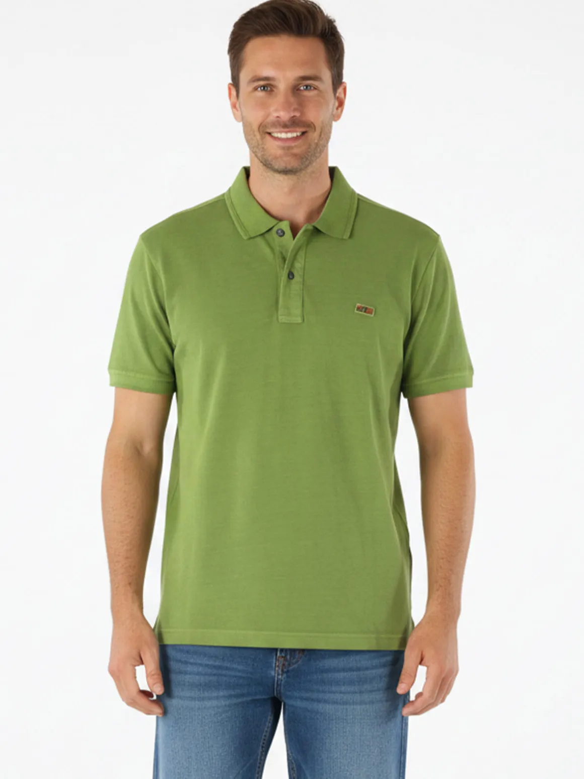 Cotton Belt Polo da uomo in cotone a maniche corte con logo - verde