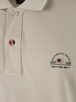 Cotton Belt Polo da uomo in cotone a maniche corte con logo - sabbia
