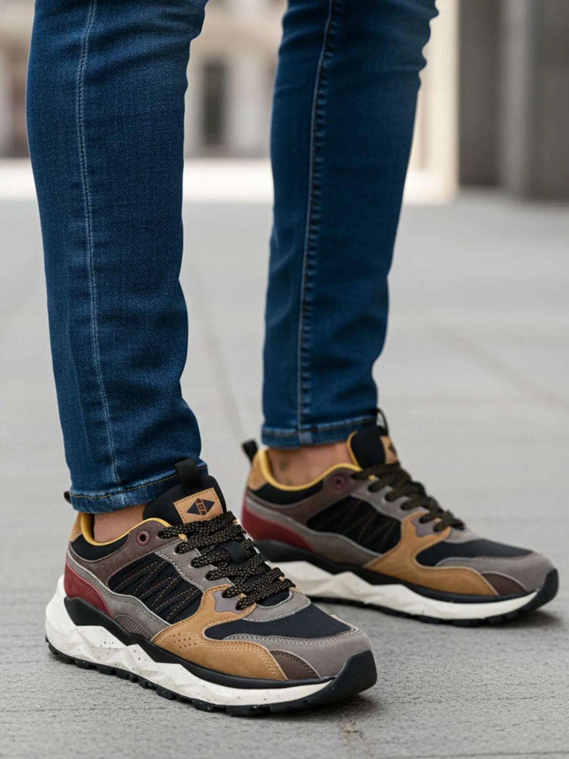 Cotton Belt Sneakers da uomo stringate - nero
