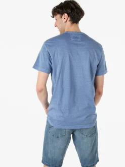 Cotton Belt T-shirt da uomo in cotone con stampa - blu