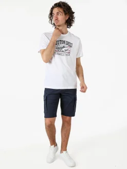 Cotton Belt T-shirt da uomo in cotone con stampa - bianco