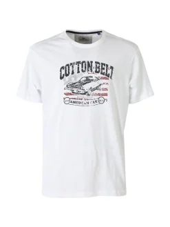Cotton Belt T-shirt da uomo in cotone con stampa - bianco