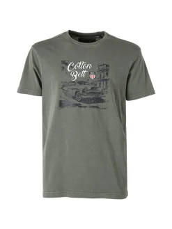 Cotton Belt T-shirt da uomo in cotone con stampa - militare