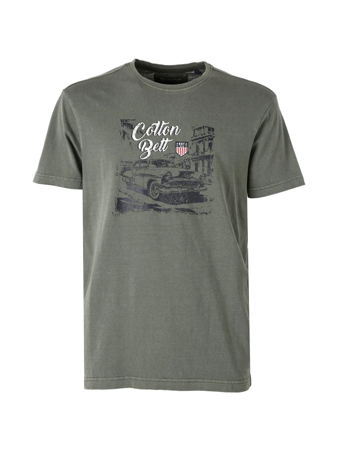 Cotton Belt T-shirt da uomo in cotone con stampa - militare