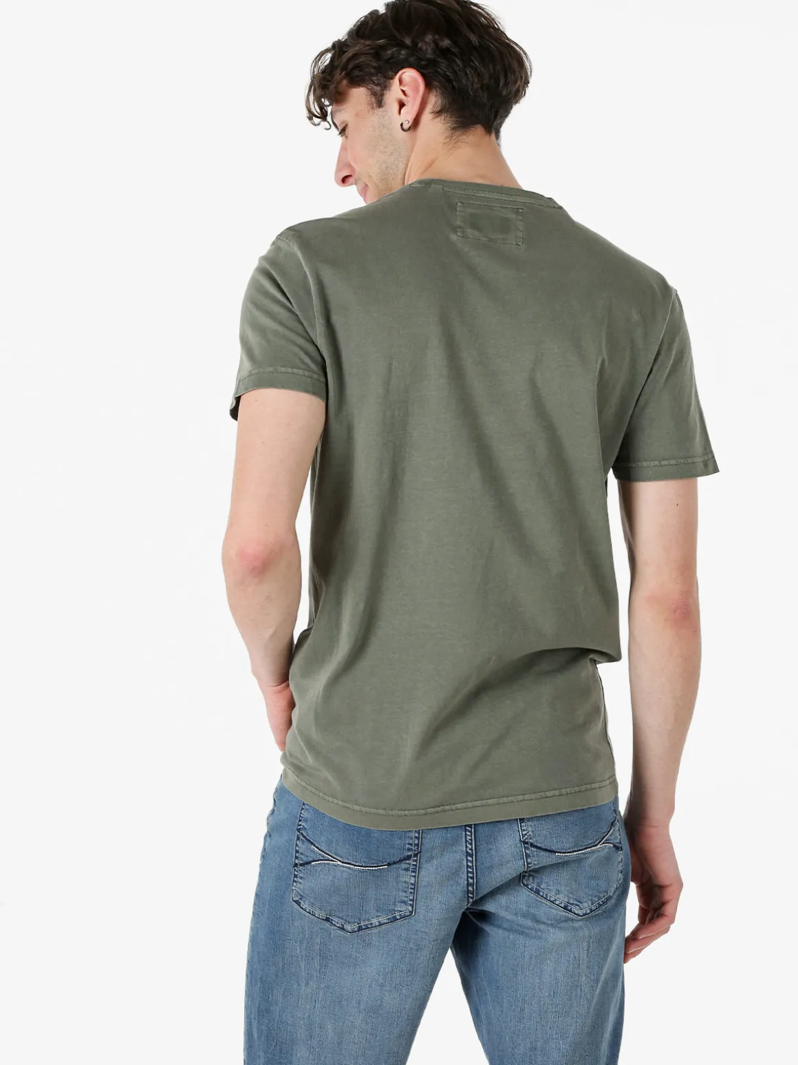 Cotton Belt T-shirt da uomo in cotone con stampa - militare