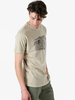 Cotton Belt T-shirt da uomo in cotone con stampa - fango