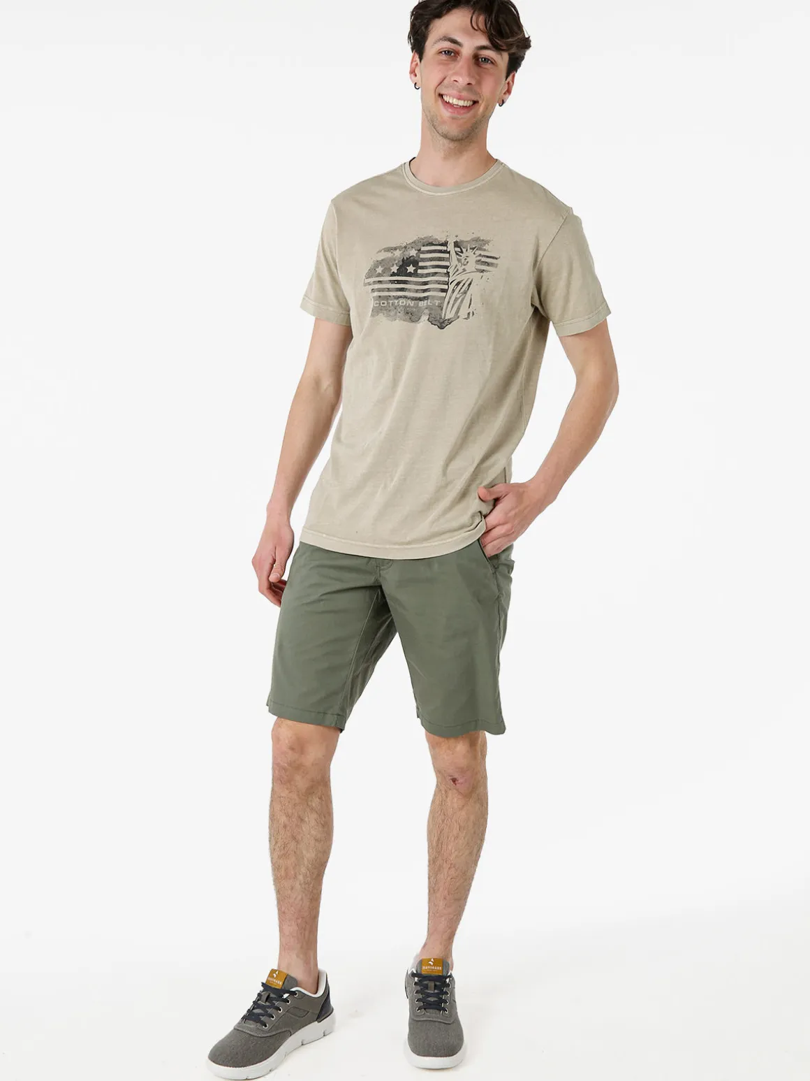 Cotton Belt T-shirt da uomo in cotone con stampa - fango