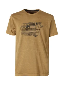 Cotton Belt T-shirt da uomo in cotone con stampa - marrone