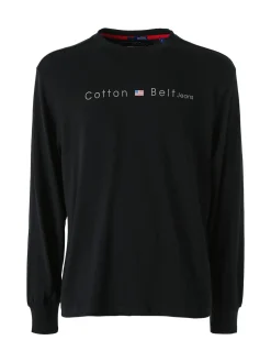 Cotton Belt T-shirt da uomo in cotone a maniche lunghe - nero