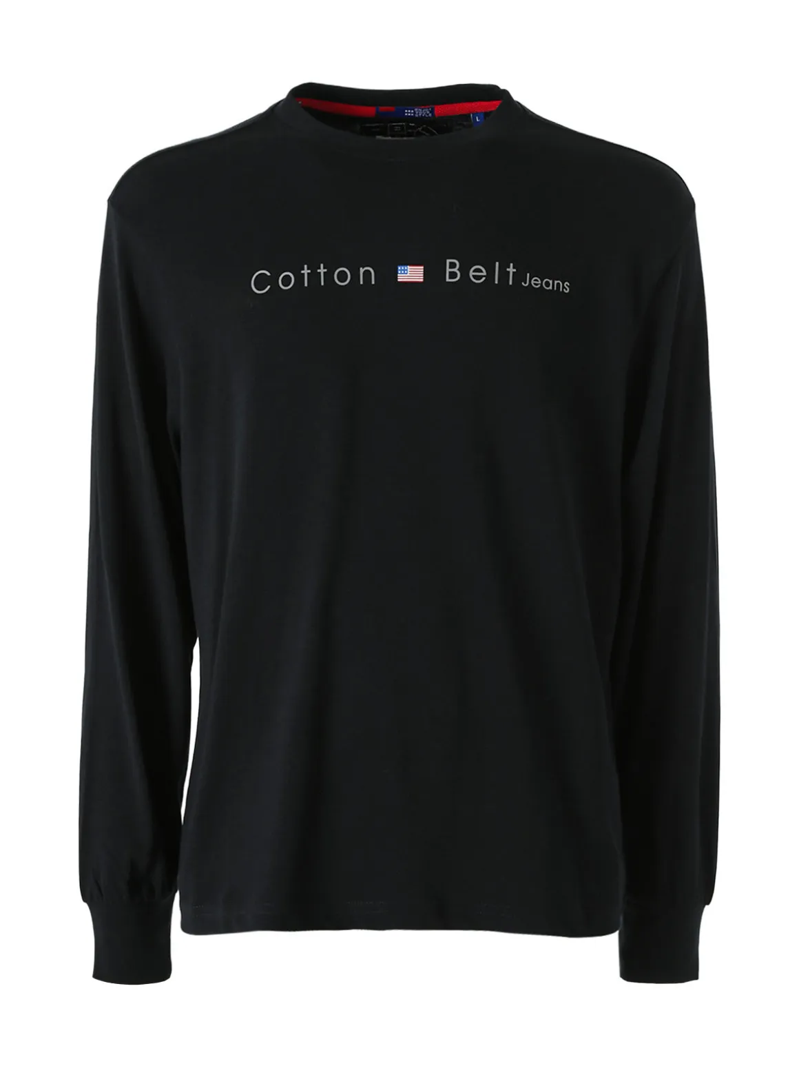 Cotton Belt T-shirt da uomo in cotone a maniche lunghe - nero