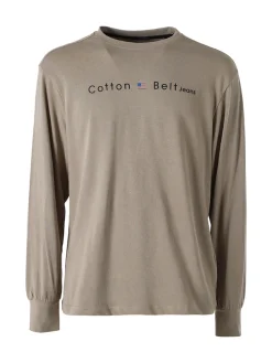 Cotton Belt T-shirt da uomo in cotone a maniche lunghe - sabbia