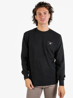 Cotton Belt T-shirt girocollo da uomo a maniche lunghe in cotone - nero