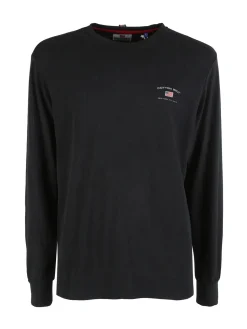 Cotton Belt T-shirt girocollo da uomo a maniche lunghe in cotone - nero