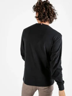Cotton Belt T-shirt girocollo da uomo a maniche lunghe in cotone - nero