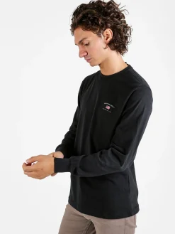Cotton Belt T-shirt girocollo da uomo a maniche lunghe in cotone - nero