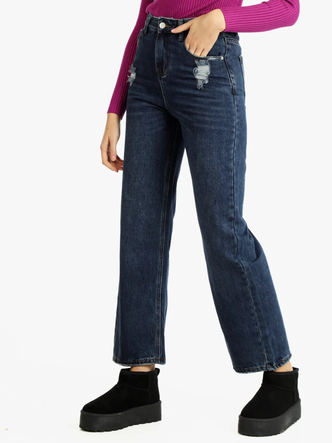 Cover Girl Jeans donna a gamba larga con strappi