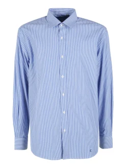 Coveri Collection Camicia da uomo a righe regular fit in cotone - cielo