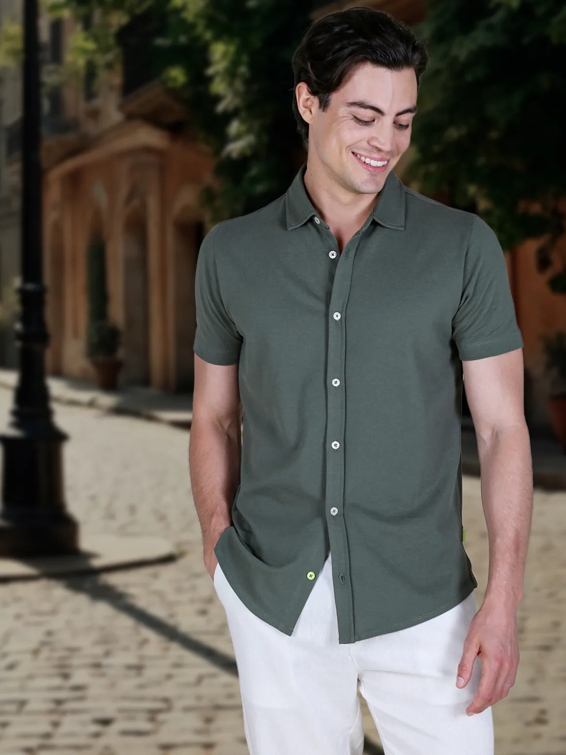 Coveri Collection Camicia da uomo a maniche corte in cotone