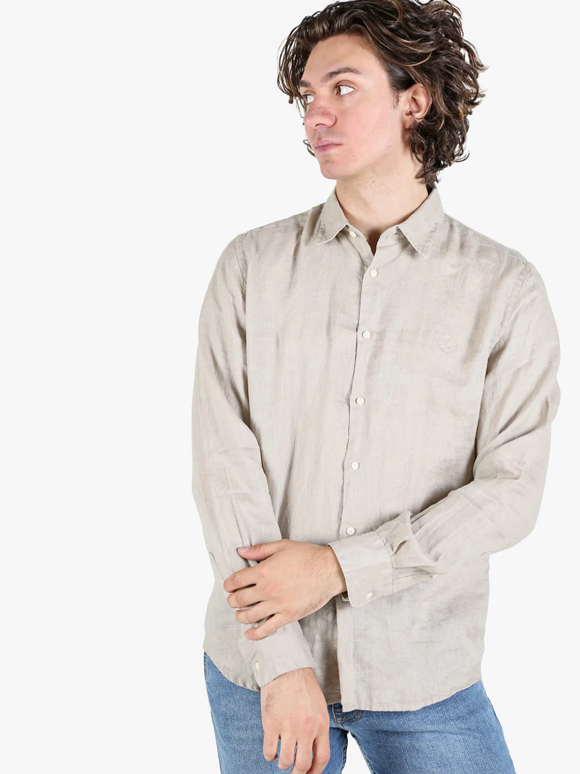 Coveri Collection Camicia in lino da uomo a maniche lunghe