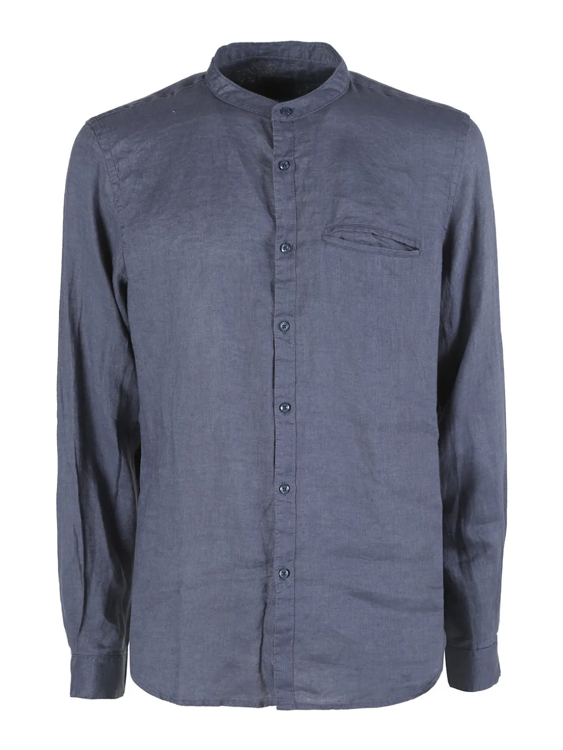 Coveri Collection Camicia in lino da uomo alla coreana con maniche lunghe