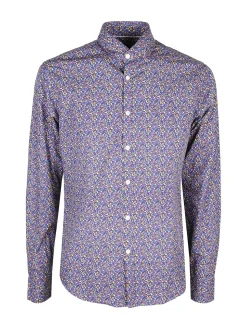 Coveri Collection Camicia uomo fiorata a maniche lunghe semi slim fit