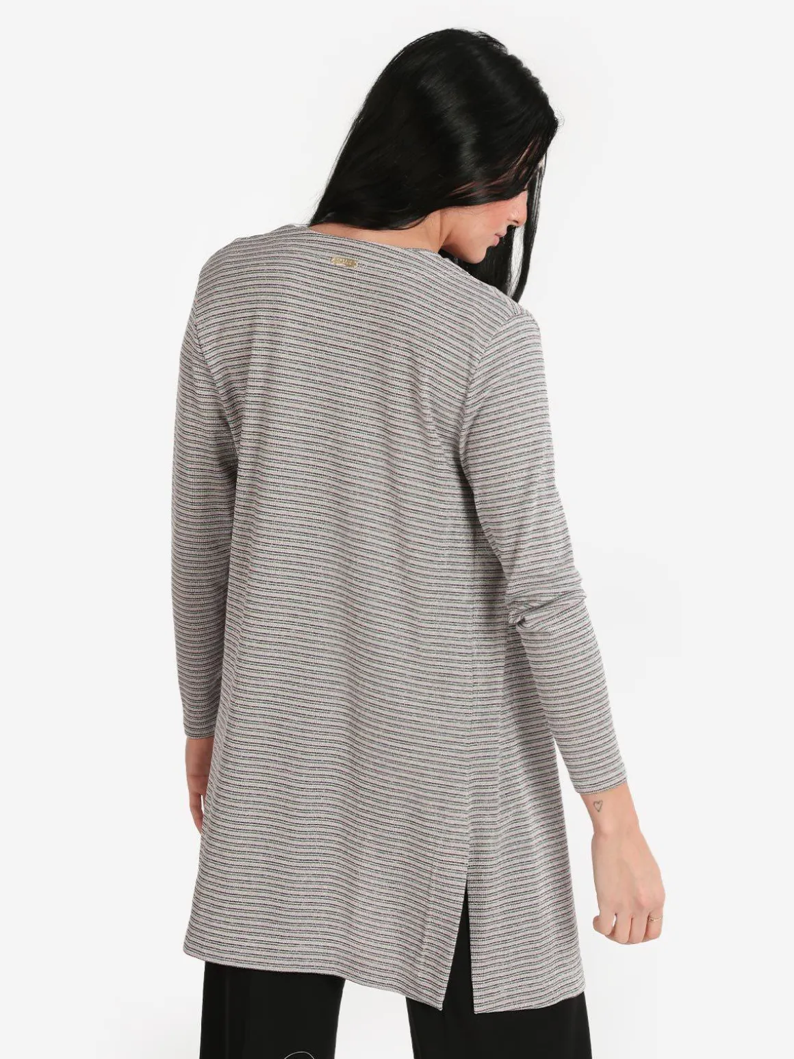 Coveri Collection Cardigan lungo aperto a righe sottili
