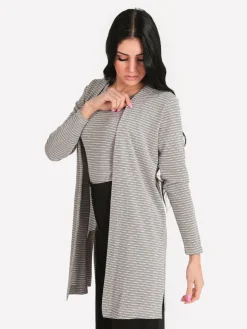 Coveri Collection Cardigan lungo aperto a righe sottili